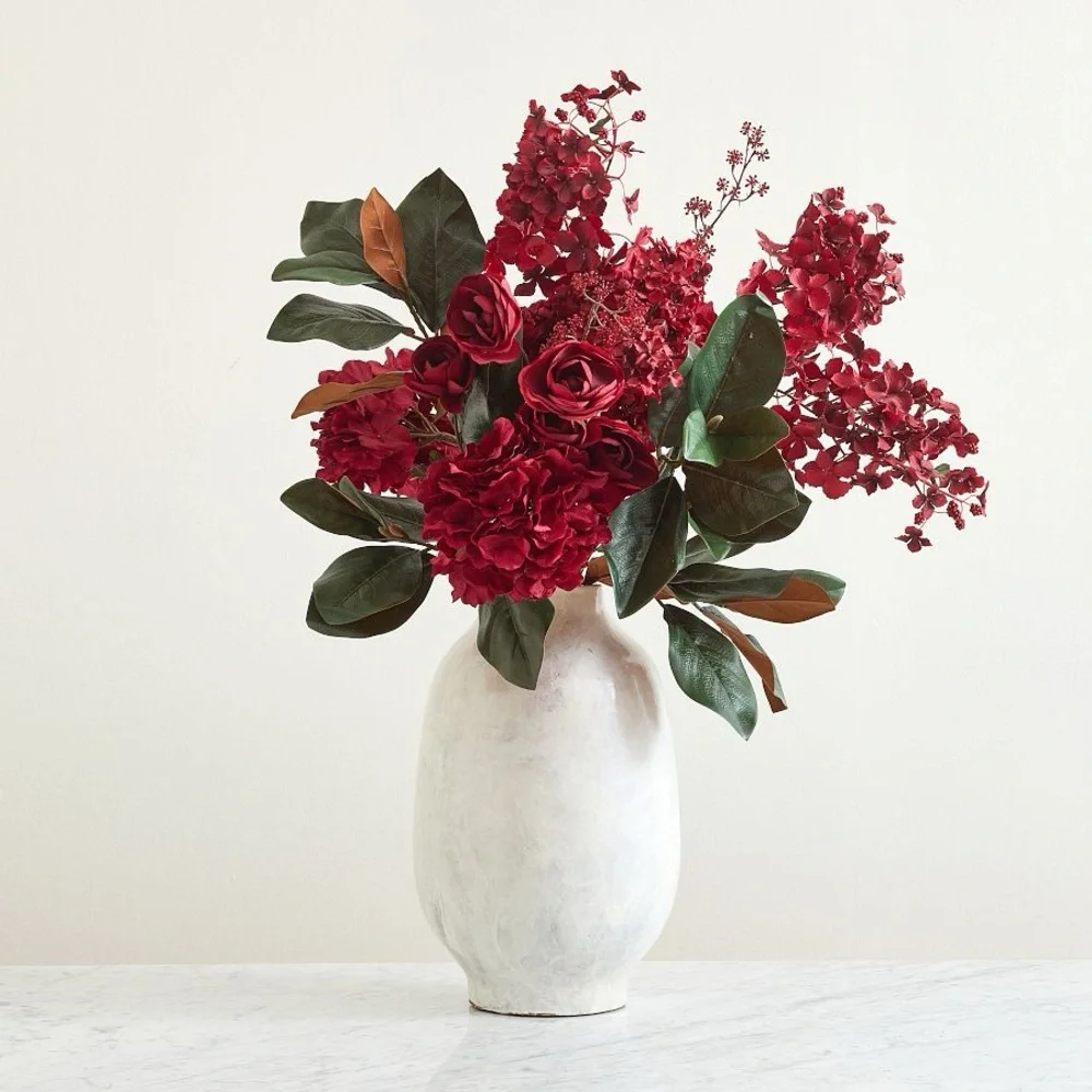 NWT / Pottery Barn Faux Elevated Red Floral Bundle